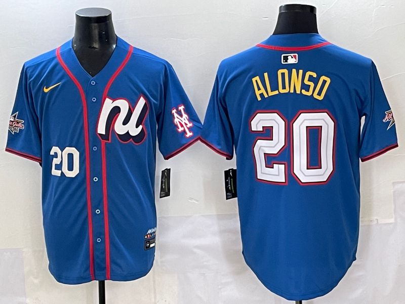 Men 2025 New York Mets #20 Alonso Blue All star Nike MLB Jersey style 4